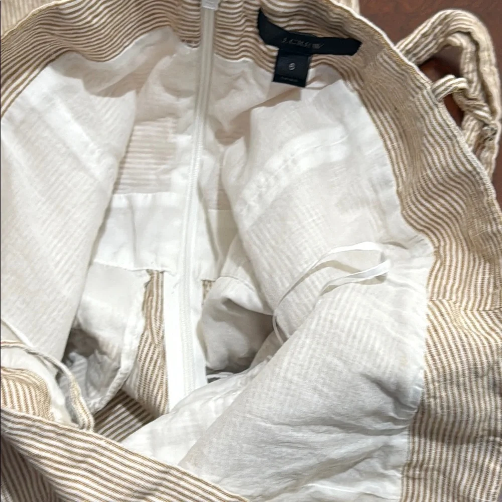 J. Crew striped Linen belted Jumpsuit with Spaghetti Straps and Wide-Leg Design